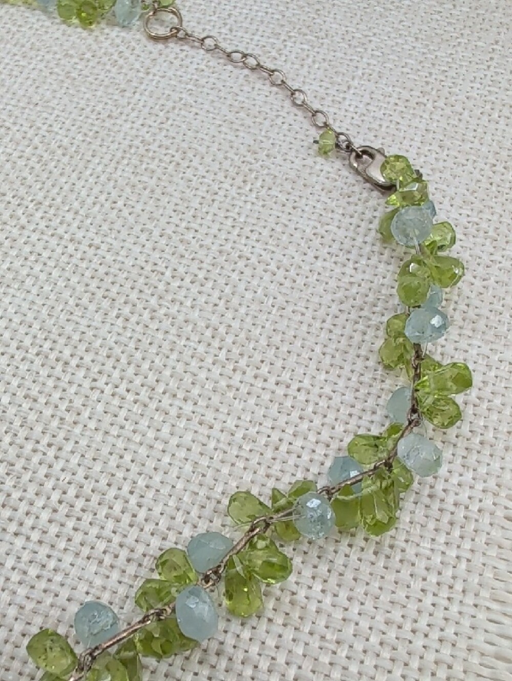 Ross-Simons 925 Sterling Silver Peridot Aquamarine Cluster Necklace 16" - Picture 15 of 17